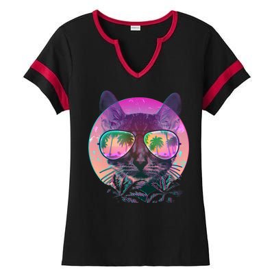 Cool Tropical Shade Cat Ladies Halftime Notch Neck Tee