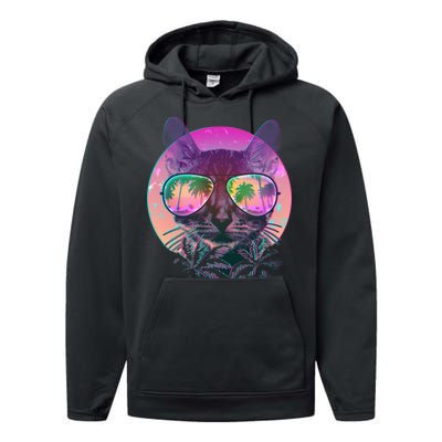 Cool Tropical Shade Cat Performance Fleece Hoodie