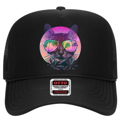 Cool Tropical Shade Cat High Crown Mesh Back Trucker Hat