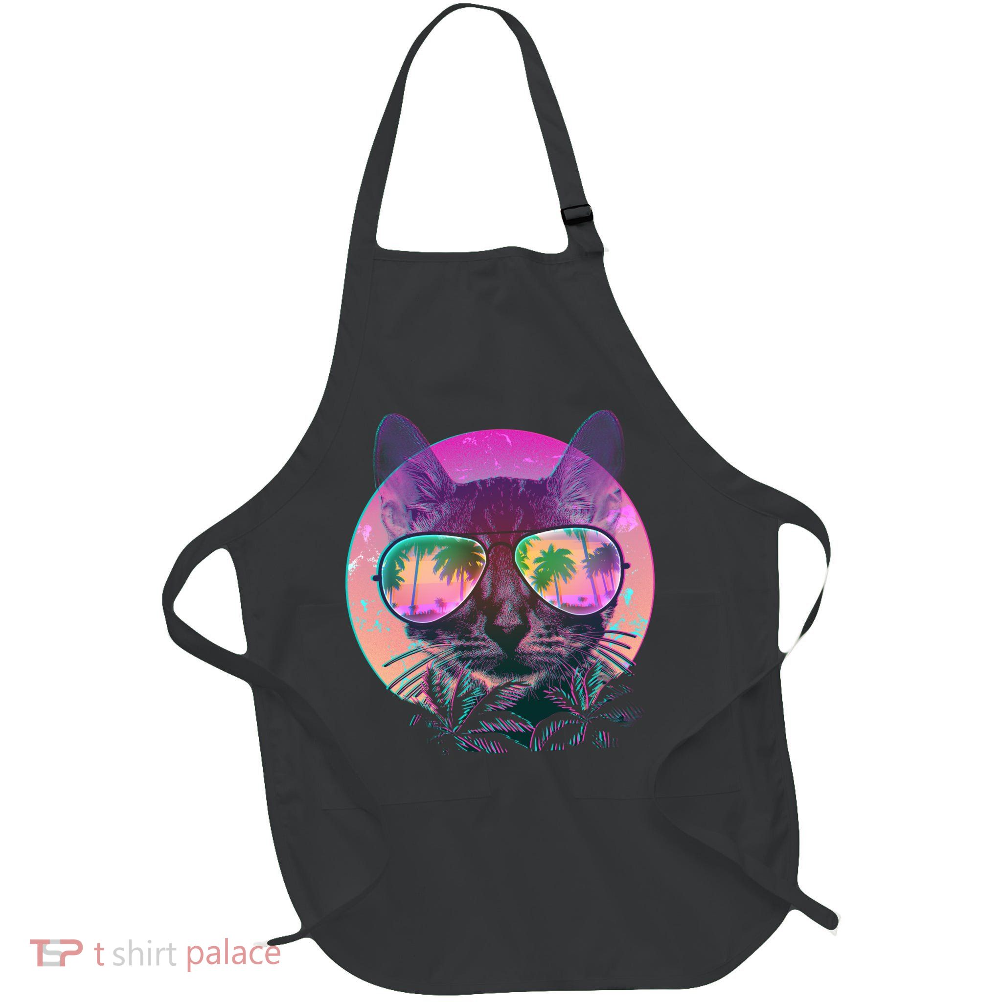 Cool Tropical Shade Cat Full-Length Apron With Pockets
