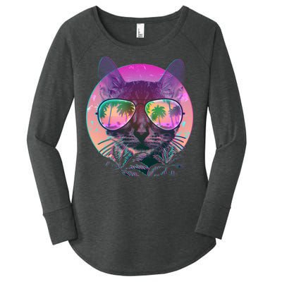 Cool Tropical Shade Cat Women's Perfect Tri Tunic Long Sleeve Shirt