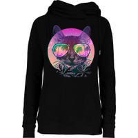 Cool Tropical Shade Cat Womens Funnel Neck Pullover Hood