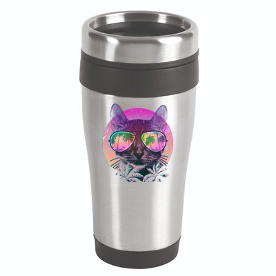 Cool Tropical Shade Cat 16oz Travel Tumbler
