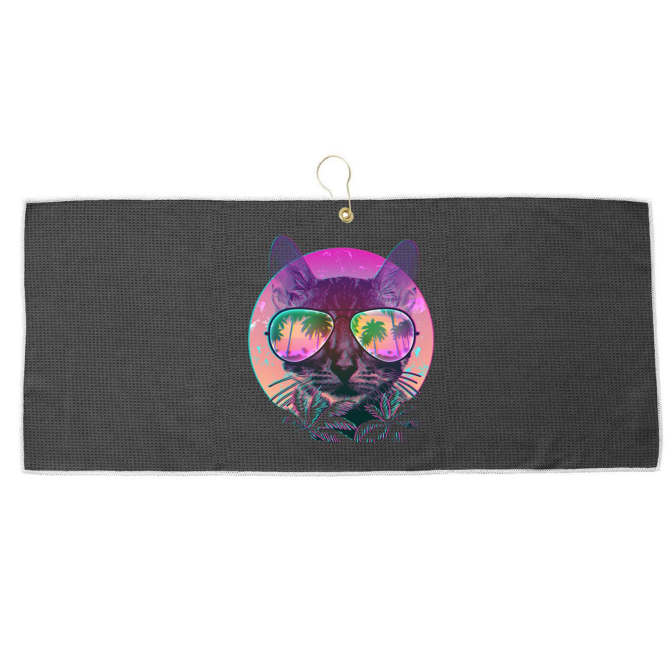 Cool Tropical Shade Cat Large Microfiber Waffle Golf Towel