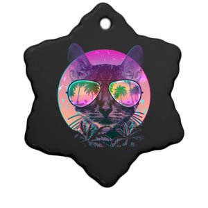 Cool Tropical Shade Cat Ceramic Star Ornament