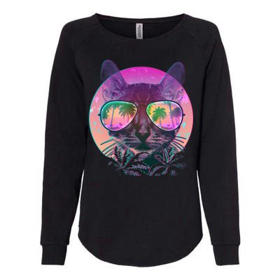 Cool Tropical Shade Cat Womens California Wash Sweatshirt