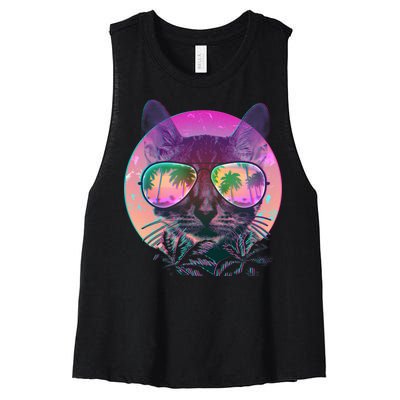 Cool Tropical Shade Cat Women's Racerback Cropped Tank