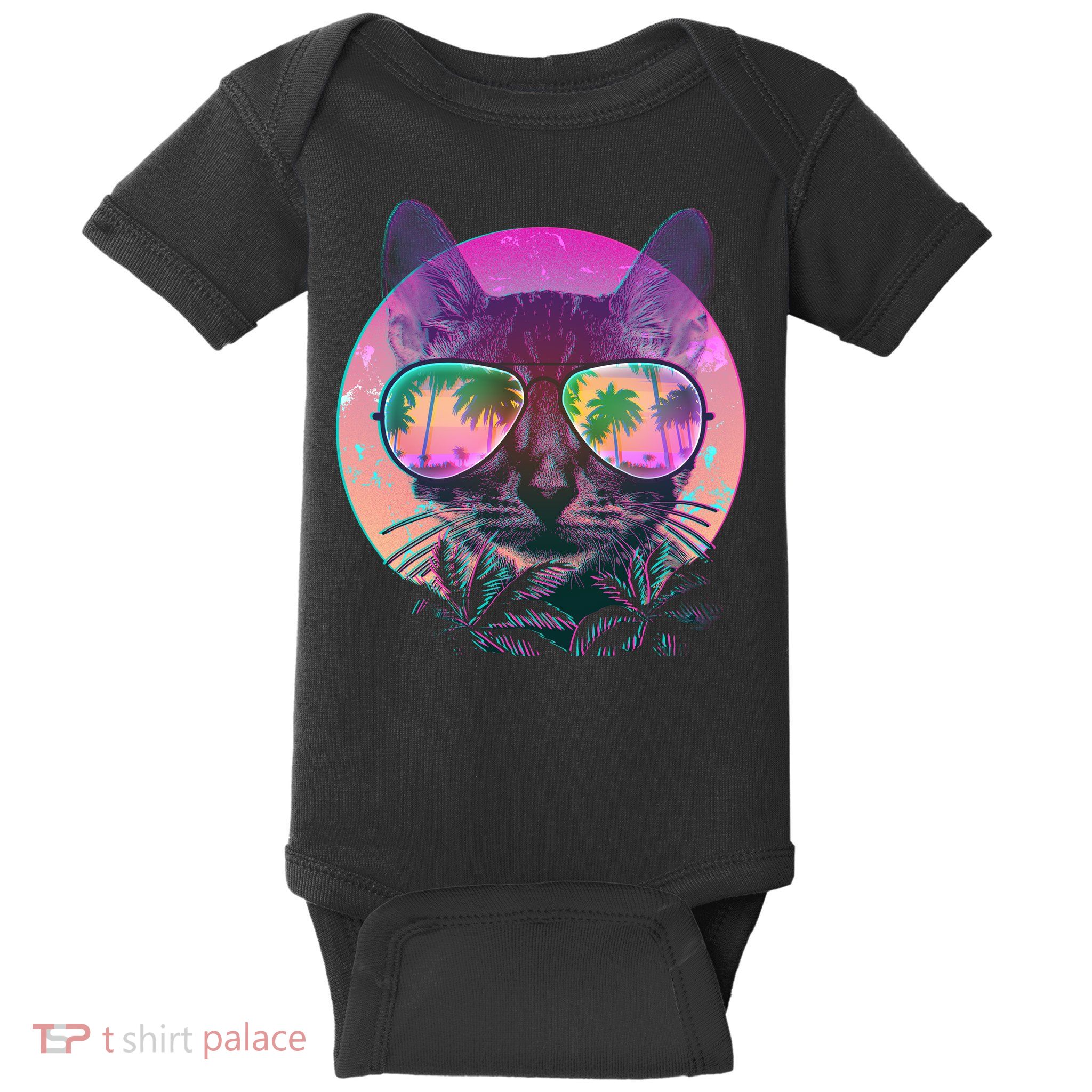 Cool Tropical Shade Cat Baby Bodysuit