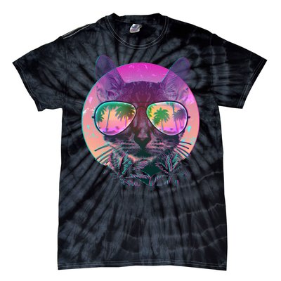 Cool Tropical Shade Cat Tie-Dye T-Shirt