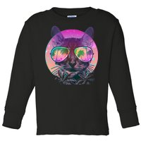 Cool Tropical Shade Cat Toddler Long Sleeve Shirt