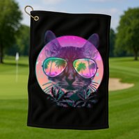 Cool Tropical Shade Cat Golf Towel
