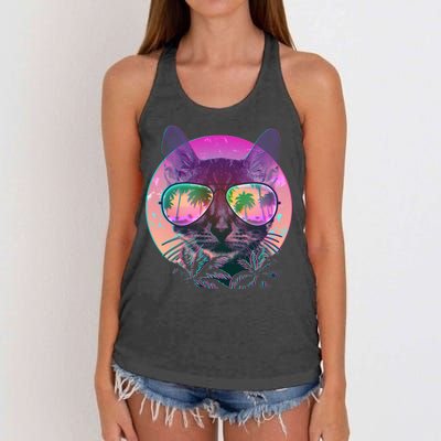 Cool Tropical Shade Cat Women's Knotted Racerback Tank