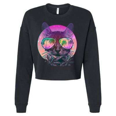 Cool Tropical Shade Cat Cropped Pullover Crew