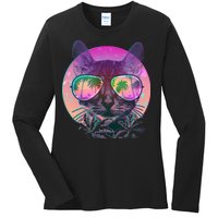 Cool Tropical Shade Cat Ladies Long Sleeve Shirt