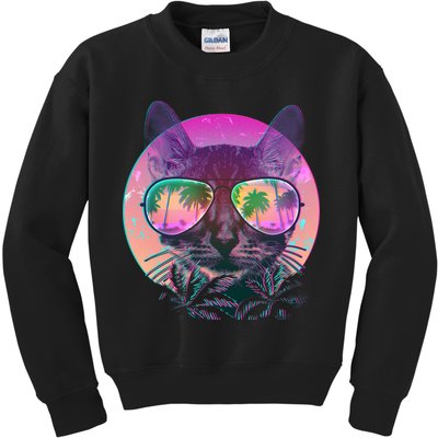 Cool Tropical Shade Cat Kids Sweatshirt