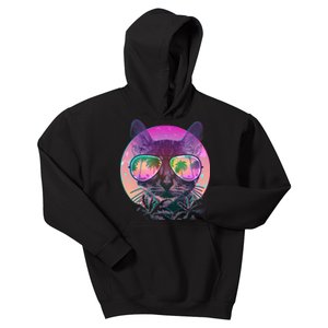 Cool Tropical Shade Cat Kids Hoodie