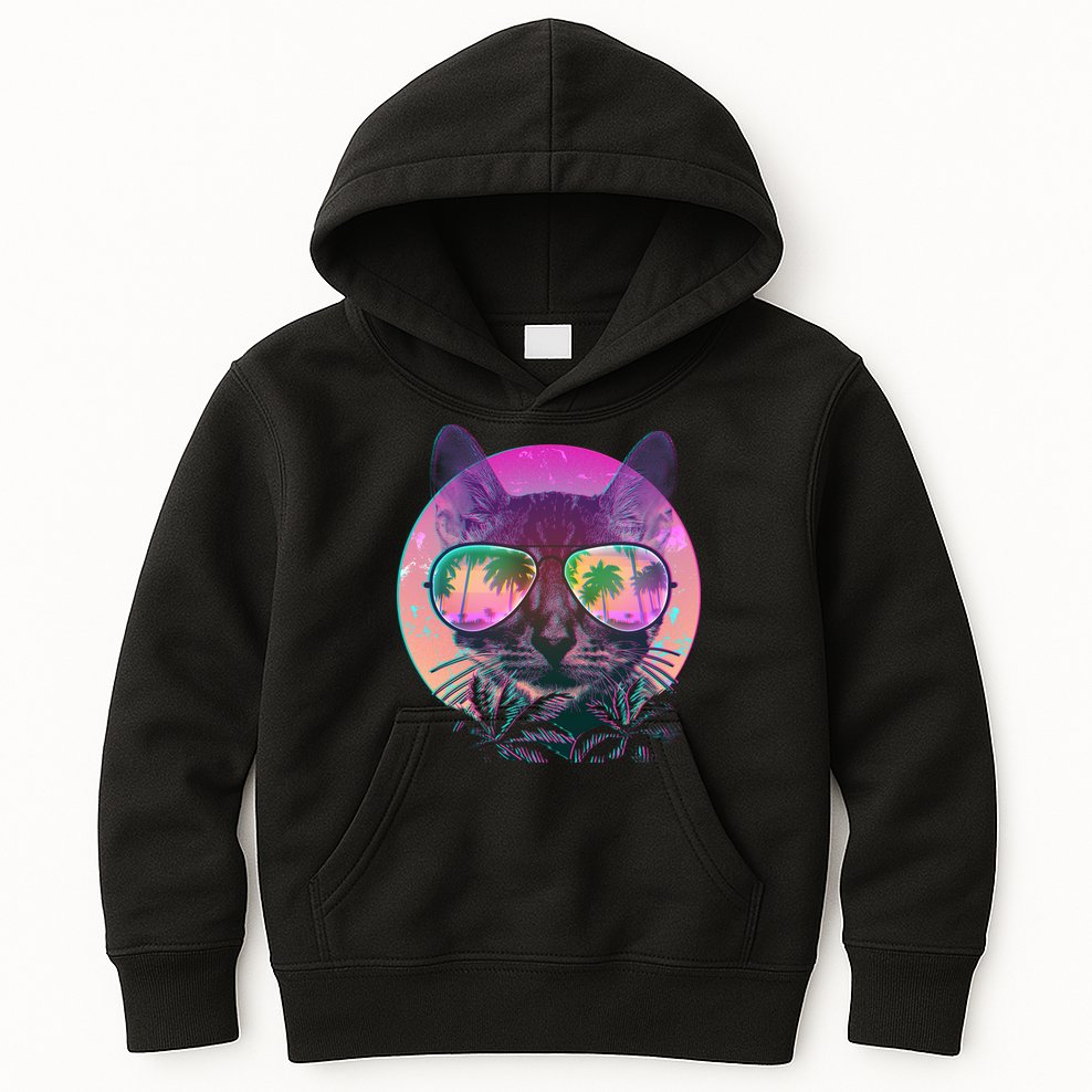 Cool Tropical Shade Cat Kids Hoodie
