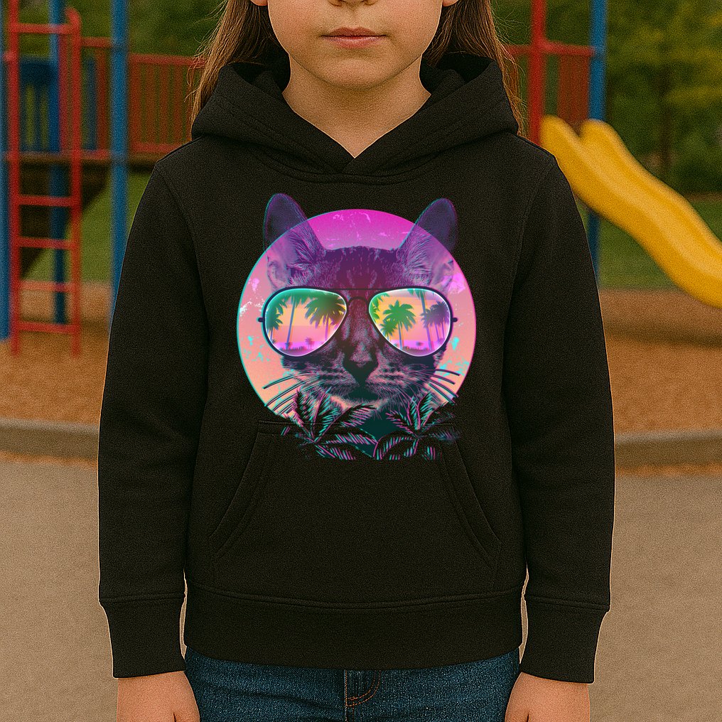 Cool Tropical Shade Cat Kids Hoodie