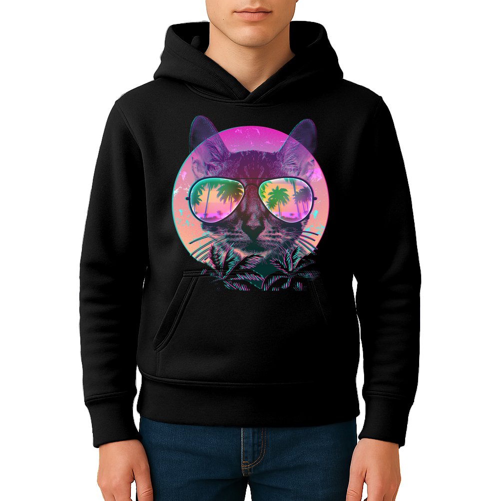 Cool Tropical Shade Cat Kids Hoodie