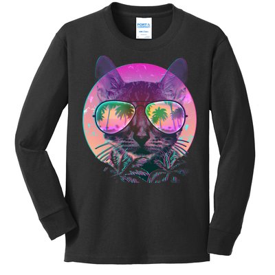 Cool Tropical Shade Cat Kids Long Sleeve Shirt