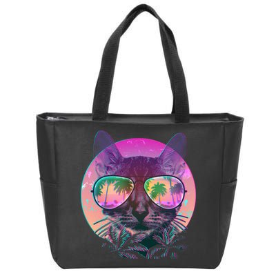 Cool Tropical Shade Cat Zip Tote Bag