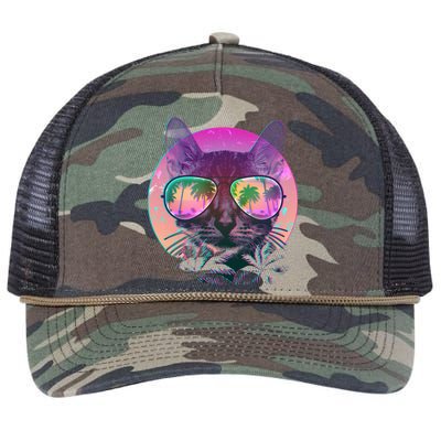 Cool Tropical Shade Cat Retro Rope Trucker Hat Cap