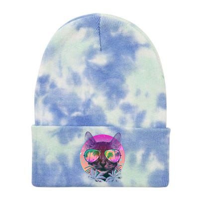 Cool Tropical Shade Cat Tie Dye 12in Knit Beanie