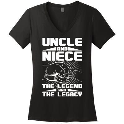 Cool Uncle And Niece The Legend And The Legacy Women's V-Neck T-Shirt