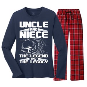 Cool Uncle And Niece The Legend And The Legacy Women's Long Sleeve Flannel Pajama Set 