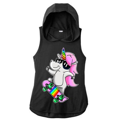 Cool Unicorn Skating Ladies PosiCharge Tri-Blend Wicking Draft Hoodie Tank