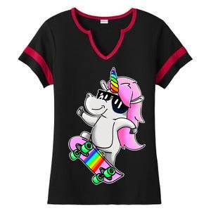 Cool Unicorn Skating Ladies Halftime Notch Neck Tee