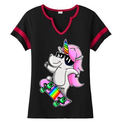 Cool Unicorn Skating Ladies Halftime Notch Neck Tee