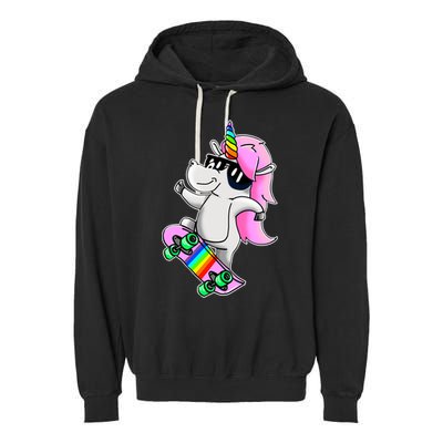 Cool Unicorn Skating Garment-Dyed Fleece Hoodie