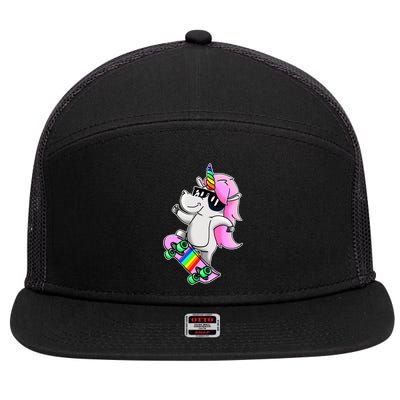 Cool Unicorn Skating 7 Panel Mesh Trucker Snapback Hat