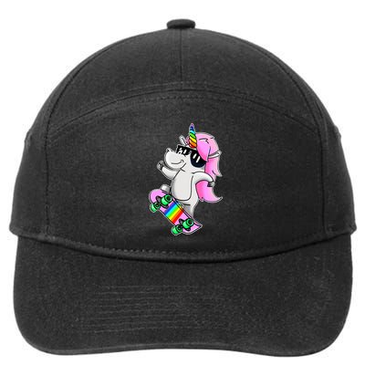 Cool Unicorn Skating 7-Panel Snapback Hat