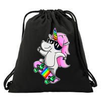 Cool Unicorn Skating Drawstring Bag