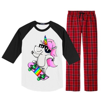 Cool Unicorn Skating Raglan Sleeve Pajama Set