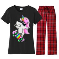 Cool Unicorn Skating Women's Flannel Pajama Set