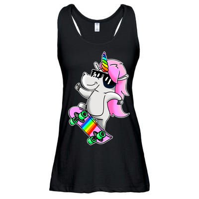 Cool Unicorn Skating Ladies Essential Flowy Tank