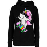 Cool Unicorn Skating Womens Funnel Neck Pullover Hood