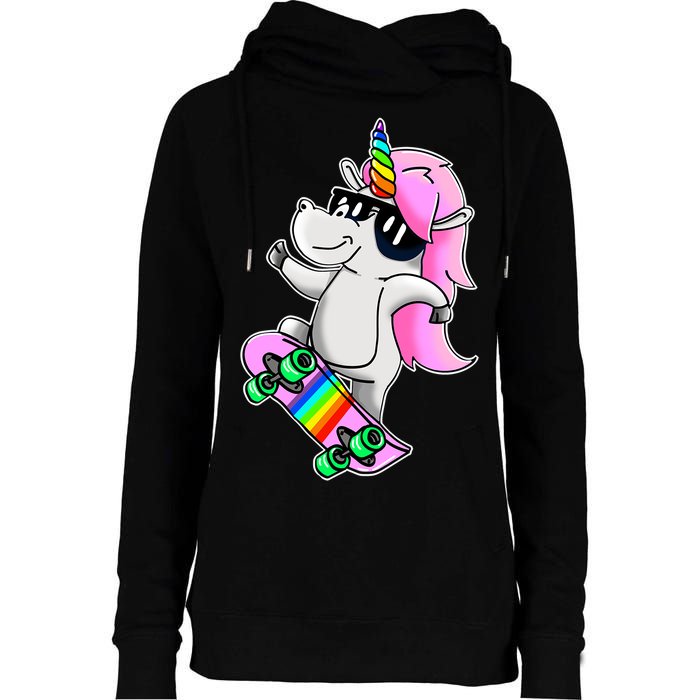 Cool Unicorn Skating Womens Funnel Neck Pullover Hood