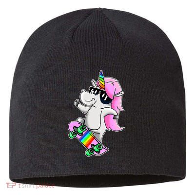 Cool Unicorn Skating Sustainable Beanie