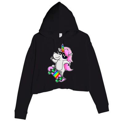 Cool Unicorn Skating Crop Fleece Hoodie