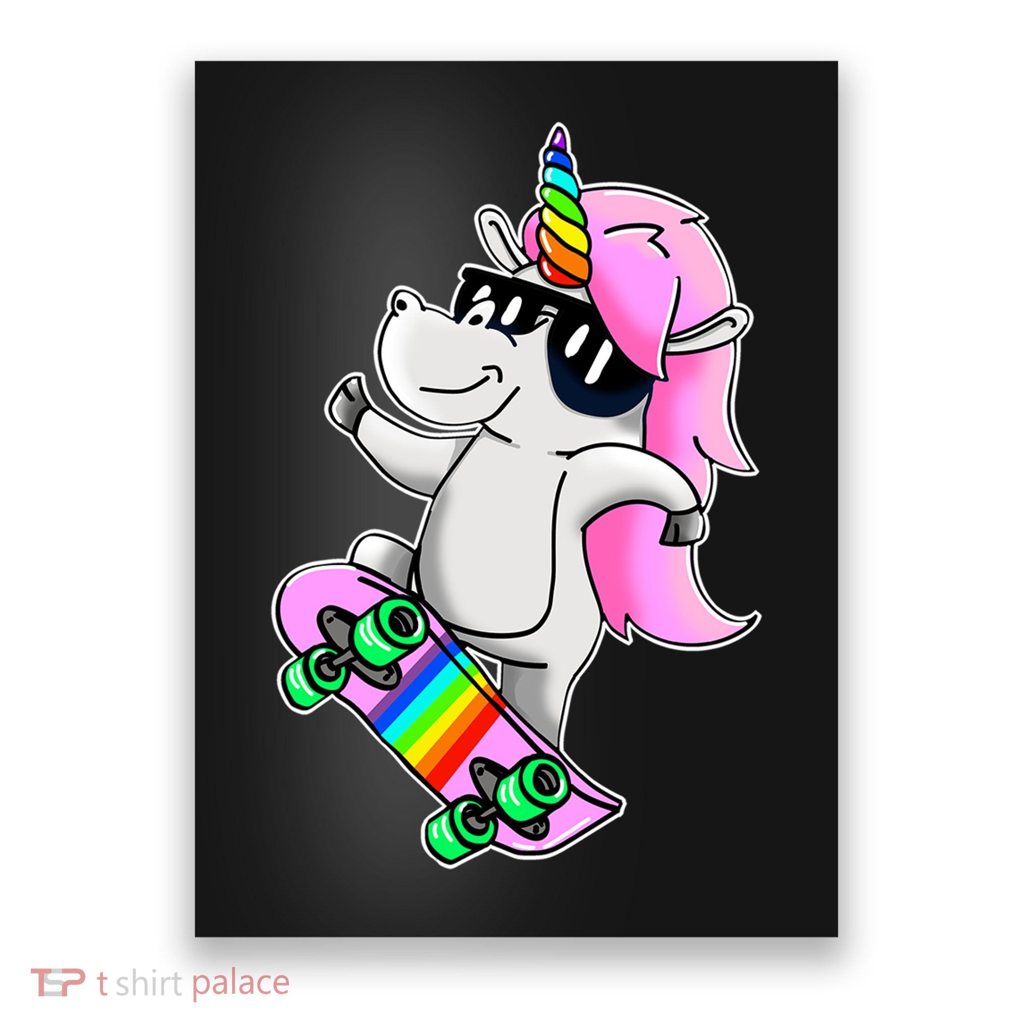 Cool Unicorn Skating Poster