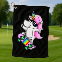 Cool Unicorn Skating Golf Towel