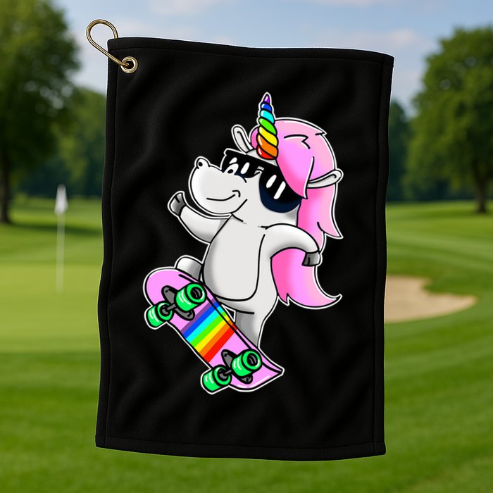 Cool Unicorn Skating Golf Towel