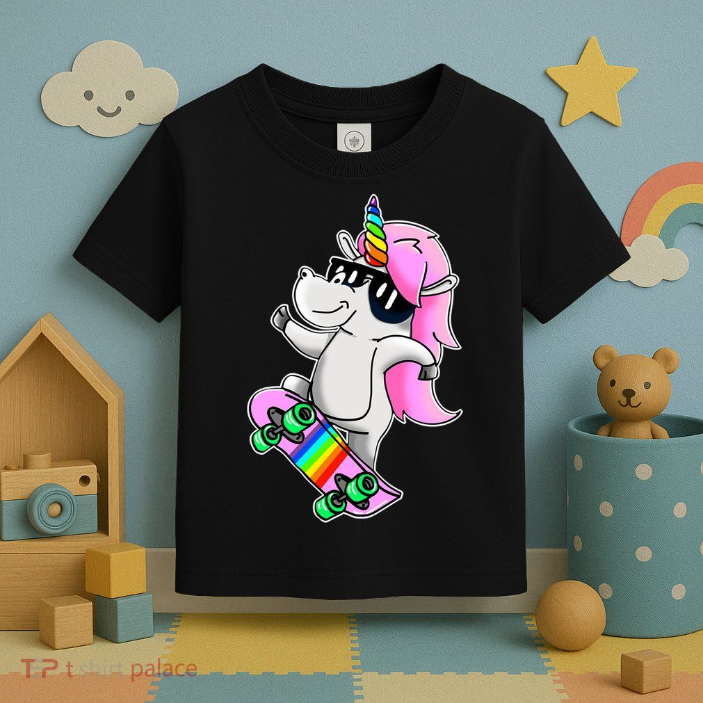 Cool Unicorn Skating Toddler T-Shirt