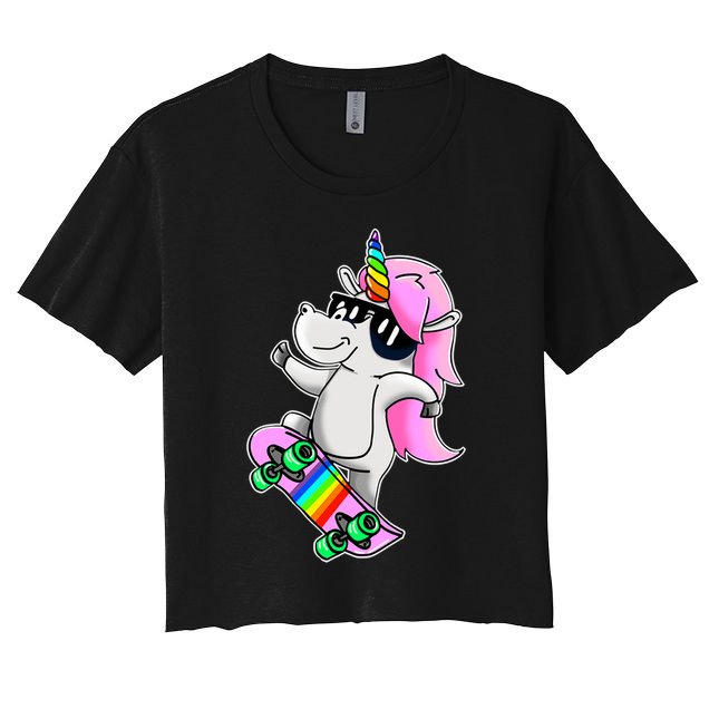 Cool Unicorn Skating Crop Top