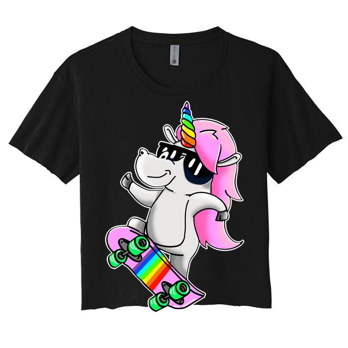 Cool Unicorn Skating Women's Crop Top Tee