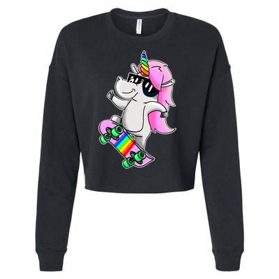 Cool Unicorn Skating Cropped Pullover Crew